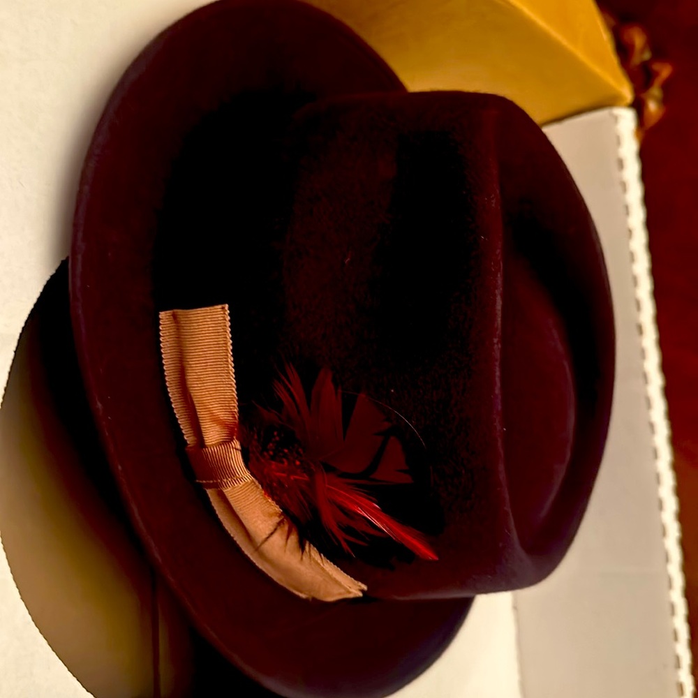 Stefano beaver felt fedora size 7. NWOT but has bag of feathers